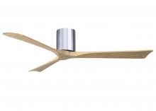  IR3H-CR-LM-60 - Irene-3H three-blade flush mount paddle fan in Polished Chrome finish with 60” Light Maple tone