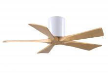  IR5H-WH-LM-42 - Irene-5H three-blade flush mount paddle fan in Matte White finish with 42” Light Maple tone blad