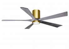  IR5HLK-BRBR-BW-60 - IR5HLK five-blade flush mount paddle fan in Brushed Brass finish with 60” solid walnut tone blad