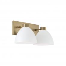 Capital Lighting 152021AW - 2-Light Vanity in Aged Brass and White