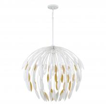 Capital Lighting 351851WE - 5-Light Botanical Pendant in Matte White and Buffed Gold