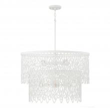 Capital Lighting 352971WE - 7-Light Lasercut Two-Tier Metal Pendant in Matte White Modern Motif