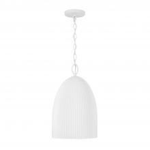 Capital Lighting 356111CE - 1-Light Handcrafted Fluted Ceramic Pendant in Matte White