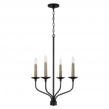 Capital Lighting 451541MB - 4-Light Chandelier in Matte Black with Interchangeable Faux Wood or Matte Black Candle Sleeves