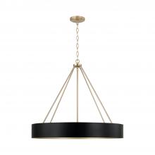 Capital Lighting 453041RK - 4-Light Modern Circular Metal Chandelier in Matte Black with Painted Matte Brass Interior