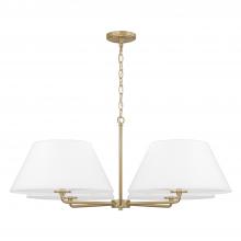 Capital Lighting 453241MA - 4-Light Chandelier in Matte Brass with White Fabric Shades and Glass Diffusers