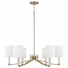 Capital Lighting 457061MA-715 - 6-Light Chandelier in Matte Brass with Clear Acrylic Accents and Cylindrical White Fabric Shades