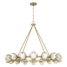 Capital Lighting 462102GF - 39" W x 30" H 16-LT Chandelier in Buffed Gold w/ Bent Wire Flower Petals & Soft White Glass