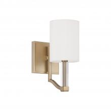 Capital Lighting 657011MA-715 - 1-Lt Wallchiere Sconce in Matte Brass with Clear Acrylic Accents and Cylindrical White Fabric Shades