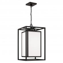 Capital Lighting 953114BK - 1-Light Outdoor Modern Square Rectangle Hanging Lantern in Black with Soft White Glass