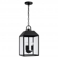 Capital Lighting 953434BK - 3-Light Outdoor Square Rectangle Hanging Lantern in Black with Clear Glass