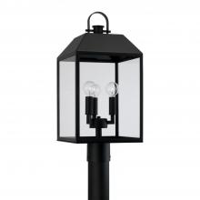 Capital Lighting 953435BK - 3-Light Outdoor Square Rectangle Post Lantern in Black with Clear Glass