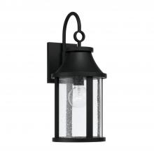 Capital Lighting 953611BK - 1-Light Outdoor Cylindrical Wall Lantern in Black with Seeded Glass