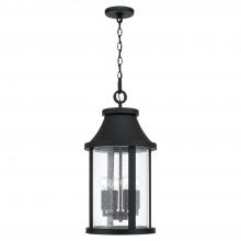 Capital Lighting 953644BK - 4-Light Outdoor Cylindrical Hanging Lantern in Black with Seeded Glass