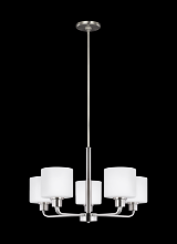 Generation Lighting Seagull 3128805-962 - Canfield modern 5-light indoor dimmable ceiling chandelier pendant light in brushed nickel silver fi