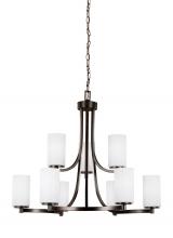 Generation Lighting Seagull 3139109EN3-710 - Hettinger transitional 9-light LED indoor dimmable ceiling chandelier pendant light in bronze finish