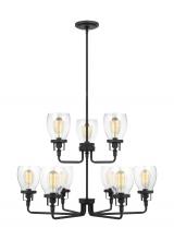 Generation Lighting Seagull 3214509-112 - Belton transitional 9-light indoor dimmable ceiling chandelier pendant light in midnight black finis