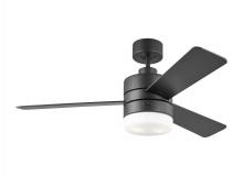 Generation Lighting Seagull 3ERAR44MBKD - Era 44" Dimmable LED Indoor/Outdoor Midnight Black Ceiling Fan with Light Kit, Remote Control an