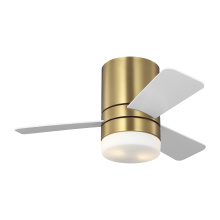 Generation Lighting Seagull 3ERHR32BBSD - Era 32 Hugger LED Ceiling Fan in Burnished Brass with Matte White Blades and Light Kit
