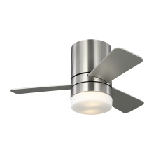 Generation Lighting Seagull 3ERHR32BSD - Era 32 Hugger LED Ceiling Fan in Brushed Nickel with Silver / American Walnut Reversible Blades