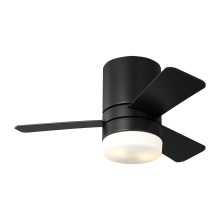 Generation Lighting Seagull 3ERHR32MBKD - Era 32 Hugger LED Ceiling Fan in Midnight Black with Midnight Black / American Walnut Reversible