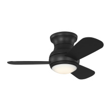 Generation Lighting Seagull 3OBSHR32MBKD - Orbis 32 Hugger LED Ceiling Fan in Midnight Black with Midnight Black Blades and Light Kit