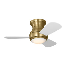 Generation Lighting Seagull 3OBSHR32SBD - Orbis 32 Hugger LED Ceiling Fan in Satin Brass with Matte White Blades and Light Kit