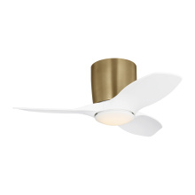 Generation Lighting Seagull 3TTHR32SBD - Titus 32 Hugger LED Ceiling Fan in Satin Brass with Matte White Blades and Light Kit