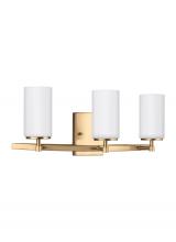 Generation Lighting Seagull 4424603-848 - Alturas contemporary 3-light indoor dimmable bath vanity wall sconce in satin brass gold finish with