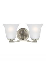 Generation Lighting Seagull 4439002-962 - Emmons traditional 2-light indoor dimmable bath vanity wall sconce in brushed nickel silver finish w