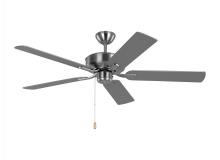 Generation Lighting Seagull 5LD52BS - Linden 52'' traditional indoor brushed steel silver ceiling fan with reversible motor