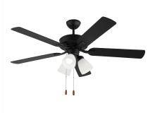 Generation Lighting Seagull 5LD52MBKF - Linden 52 Inch Traditional Indoor Midnight Black LED Dimmable Dual Mount Hugger Ceiling Fan