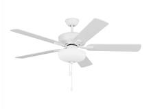 Generation Lighting Seagull 5LDDC52RZWD - Linden 52'' traditional dimmable LED indoor matte white ceiling fan with light kit and rever