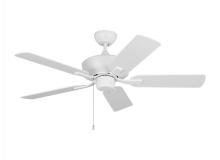 Generation Lighting Seagull 5LDO44RZW - Linden 44'' traditional indoor/outdoor matte white ceiling fan with reversible motor