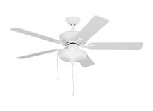 Generation Lighting Seagull 5LDO52RZWD - Linden 52'' traditional dimmable LED indoor/outdoor matte white ceiling fan with light kit a