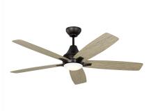 Generation Lighting Seagull 5LWDR52AGPD - Lowden 52" Dimmable Indoor/Outdoor Integrated LED Aged Pewter Ceiling Fan with Light Kit, Remote