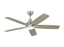 Generation Lighting Seagull 5LWDR52BSLGD - Lowden 52" Dimmable Indoor/Outdoor Integrated LED Brushed Steel Ceiling Fan with Light Kit, Remo