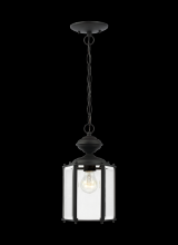 Generation Lighting Seagull 6008-12 - Classico traditional 1-light outdoor exterior semi-flush convertible ceiling pendant in black finish