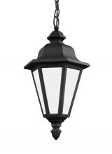 Generation Lighting Seagull 69025-12 - Brentwood traditional 1-light outdoor exterior ceiling hanging pendant in black finish with smooth w