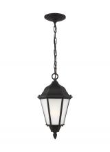 Generation Lighting Seagull 60941-12 - Bakersville traditional 1-light outdoor exterior pendant in black finish with satin etched glass pan