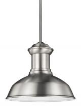 Generation Lighting Seagull 6247701-04 - Fredricksburg traditional 1-light outdoor exterior Dark Sky compliant ceiling hanging pendant in sat