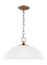 Generation Lighting Seagull 6516501-848 - Geary traditional indoor dimmable 1-light pendant in satin brass with a satin etched glass shade