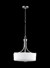 Generation Lighting Seagull 6528803-962 - Canfield modern 3-light indoor dimmable ceiling pendant hanging chandelier pendant light in brushed