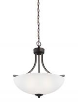 Generation Lighting Seagull 6616503-710 - Geary transitional 3-light indoor dimmable ceiling pendant hanging chandelier pendant light in bronz