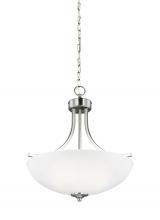 Generation Lighting Seagull 6616503-962 - Geary transitional 3-light indoor dimmable ceiling pendant hanging chandelier pendant light in brush