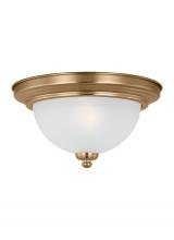 Generation Lighting Seagull 77063-848 - Geary traditional indoor dimmable 1-light ceiling flush mount in satin brass with a satin etched gla