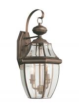 Generation Lighting Seagull 8039-71 - Lancaster traditional 2-light outdoor exterior wall lantern sconce in antique bronze finish with cle