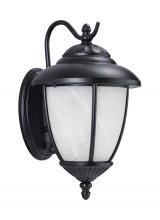 Generation Lighting Seagull 84049EN3-12 - Yorktown transitional 1-light LED outdoor exterior medium wall lantern sconce in black finish with s