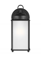 Generation Lighting Seagull 8593001-12 - New Castle traditional 1-light outdoor exterior large wall lantern sconce in black finish with satin