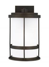 Generation Lighting Seagull 8690901-71 - Wilburn modern 1-light outdoor exterior medium wall lantern sconce in antique bronze finish with sat